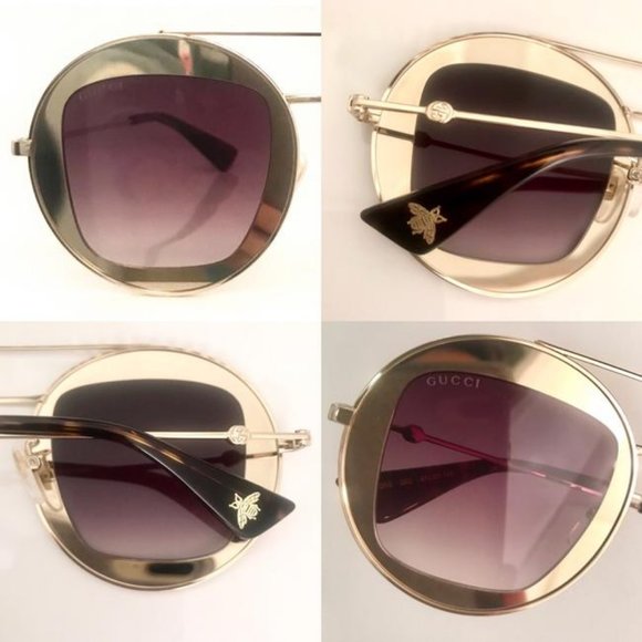 Gucci GOLD ROUND  SUNGLASSES WITH BROWN LENSES main image 9